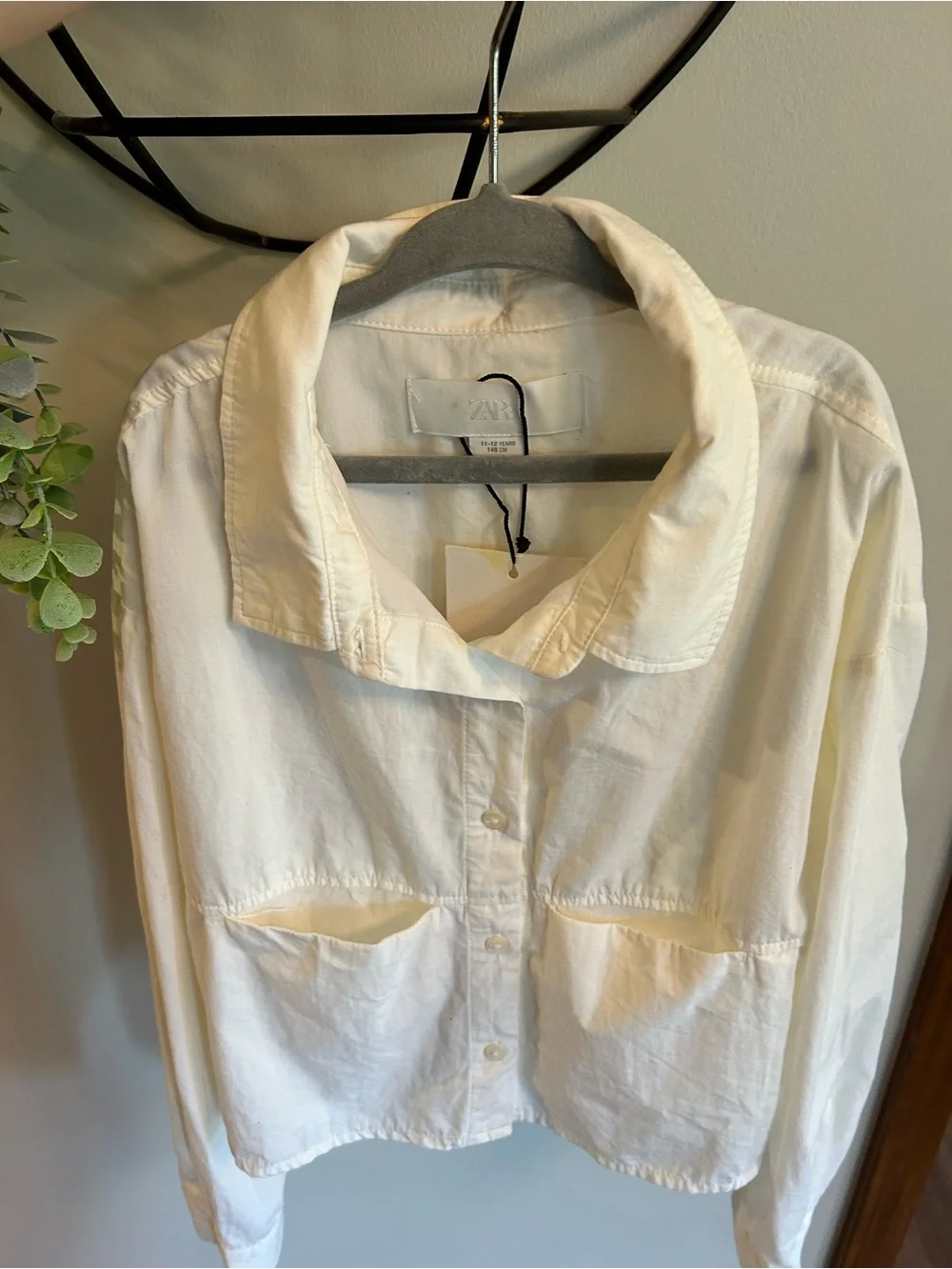 Zara Cream Cropped Button Down Shirt 11 / 12